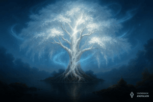 Obrazek przedstawia Brzozę Światłości, pierwsze stworzone Drzewo Dziedzictwa