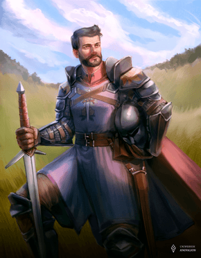 Obrazek przedstawia Sir Wulfritha var Blackborne, najlepszego arauleńskiego rycerza