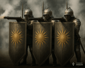 Obrazek przedstawia Hufiec Tarczowników Adamantu, elitarną jednostkę rodu Crawforde