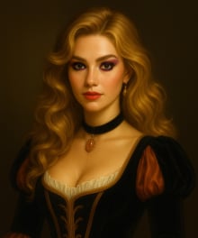 Obrazek przedstawia Marigold var Paytone, pierwszą lady Athelstatu, która miała złociste włosy